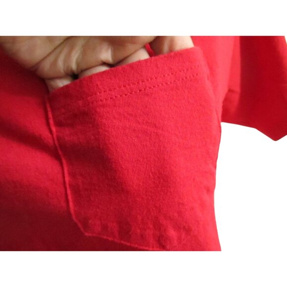 Large Vintage Men's T-Shirt 1990's Basic Editions Red Pocket T-Shirt Large - Picture 3 of 6